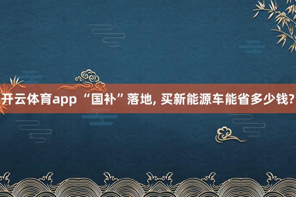 开云体育app “国补”落地, 买新能源车能省多少钱?