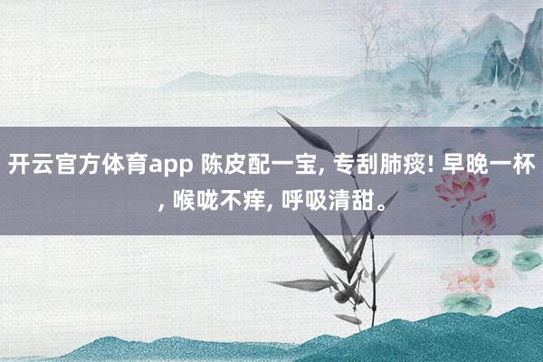 开云官方体育app 陈皮配一宝, 专刮肺痰! 早晚一杯, 喉咙不痒, 呼吸清甜。