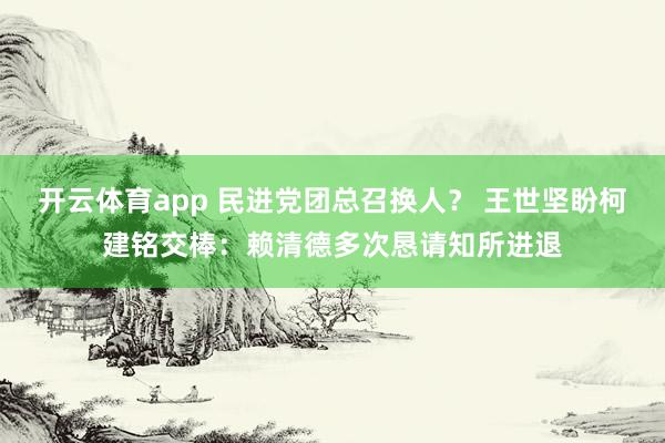 开云体育app 民进党团总召换人？ 王世坚盼柯建铭交棒：赖清德多次恳请知所进退