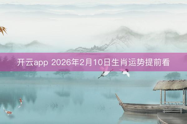 开云app 2026年2月10日生肖运势提前看