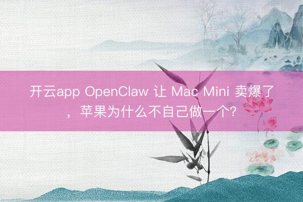 开云app OpenClaw 让 Mac Mini 卖爆了，苹果为什么不自己做一个？