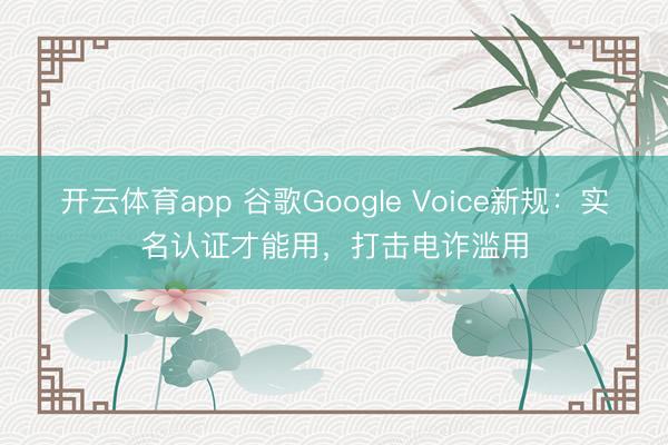 开云体育app 谷歌Google Voice新规：实名认证才能用，打击电诈滥用