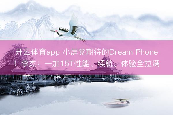 开云体育app 小屏党期待的Dream Phone!李杰:一加15T性能、续航、体验全拉满