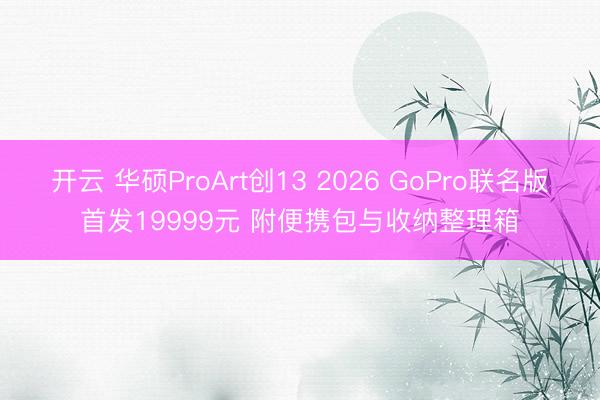 开云 华硕ProArt创13 2026 GoPro联名版首发19999元 附便携包与收纳整理箱