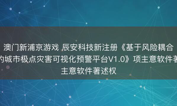 澳门新浦京游戏 辰安科技新注册《基于风险耦合分析的城市极点灾害可视化预警平台V1.0》项主意软件著述权